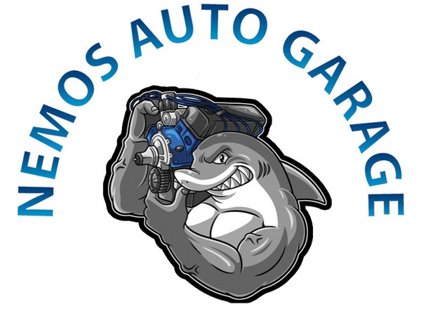 Nemo's Auto Garage official shark and engine logo